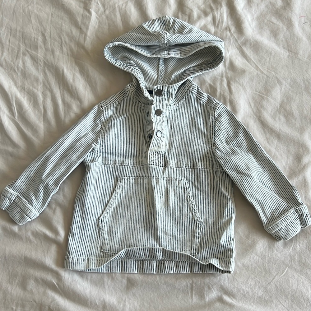 Oshkosh pinstripe denim pullover hoodie